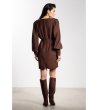 Кафява рокля мини с V-образно деколте A734-3 снимка