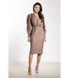 Кафява рокля миди с V-образно деколте A735-0 снимка