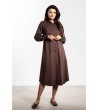 Кафява рокля риза миди с колан A736-0 снимка