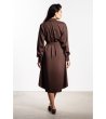 Кафява рокля риза миди с колан A736-3 снимка