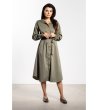 Маслиненозелена рокля риза миди A736-0 снимка