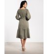 Мидикроксива рокля с дълъг ръкав A737 в маслиненозелено-2 снимка