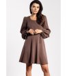Кафява рокля мини с дълъг ръкав A741-0 снимка