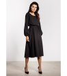 Черна рокля миди с колан A742-0 снимка