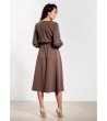 Кафява рокля миди с колан A742-2 снимка
