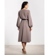 Дамска рокля миди с колан и ластик в талията A742-3 снимка