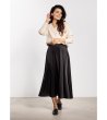 Черна сатенена пола миди с висока талия A739-1 снимка