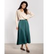 Зелена сатенена миди пола с висока талия A739-1 снимка
