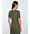 Дамска памучна тениска в цвят маслина ASTERCA -1 снимка