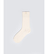 Дамски памучни чорапи до прасеца в цвят екрю-0 снимка