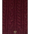 Дамски плетен шал в бордо-3 снимка