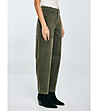 Оливково зелени дамски панталон WOMEN с широк крачол-3 снимка