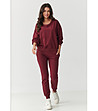Дамски спортен памучен комплект от две части в бордо-0 снимка