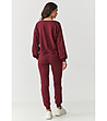 Дамски спортен памучен комплект от две части в бордо-3 снимка
