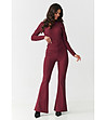 Дамски комплект от блуза и панталон  от две части в бордо-0 снимка
