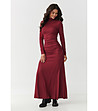 Дълга рокля в бордо с поло яка-2 снимка