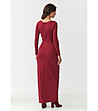 Дълга рокля в бордо с набор на талията-1 снимка