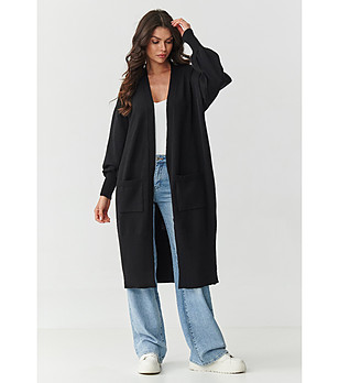 Дамска черна дълга жилетка  снимка