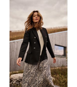 Дамско сако в черно с двуредно закопчаване снимка