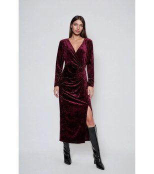 Миди с прехлупване в бордо снимка