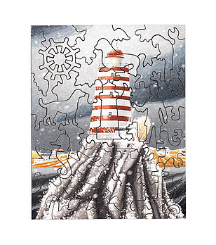 Дървен пъзел  40 части - Морски фар снимка