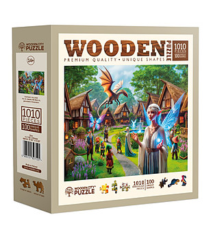 Дървен пъзел  1010 части - Приказно селце снимка
