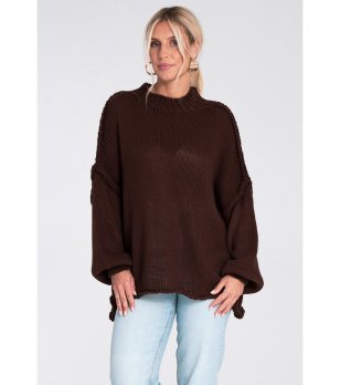 Дамски oversize пуловер в тъмнокафяво Ines снимка