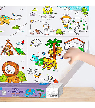 Плакат-стикер за оцветяване Истории с животни снимка