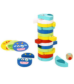 Дървена кръгла дженга Животни снимка