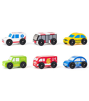 Дървени колички 6 броя снимка