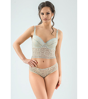 Дамски сутиен тип корсет EMMA с пуш-ъп в екрю и златисто снимка
