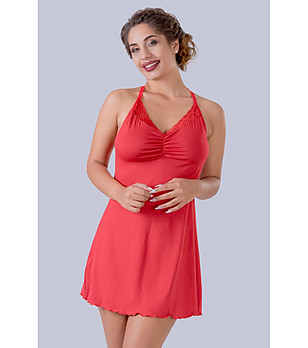 Червена нощница с дантела GAJAA снимка