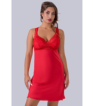 Червена нощница с дантела KINGA снимка