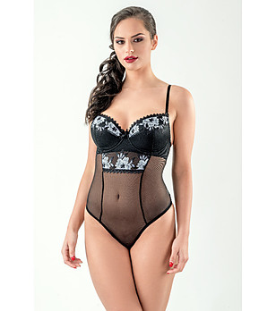 Прозрачно черно боди с бюстие NAOMI снимка