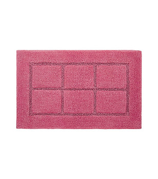 Памучна розова постелка за баня BASAI 45x70 с релефен мотив снимка