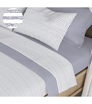 Спален комплект с райета в бяло и синьо LINES 240x280 см снимка