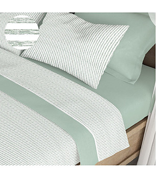 Спален комплект с райе в бяло и зелено LINES 240x280 см снимка