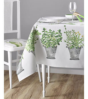 Покривка за маса с тефлоново покритие ENELDO 150x350 с принт саксии с билки снимка