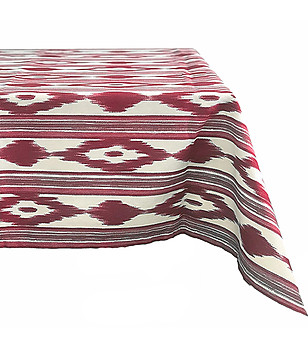 Тефлонова покривка за маса в червено и екрю MALLORCA 140x200 см снимка