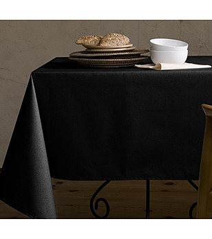 Черна покривка за маса от памук и лен 150x250  см снимка