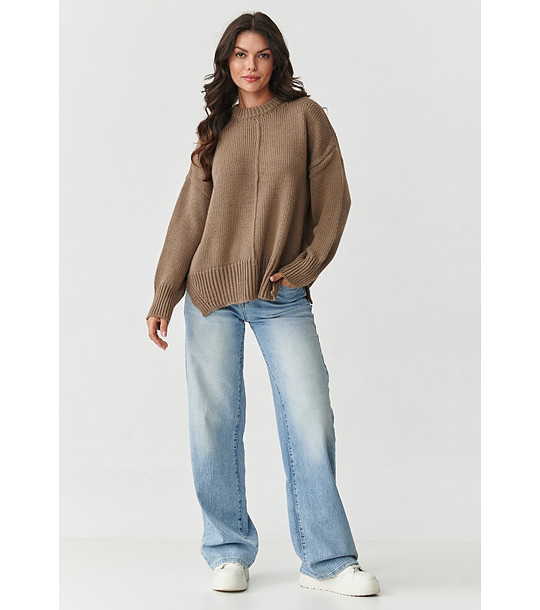 Дамски пуловер в цвят капучино снимка