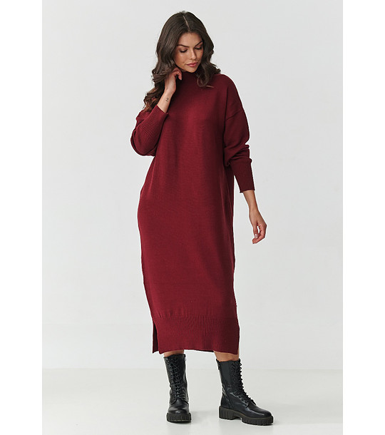 Плетена миди рокля в бордо снимка