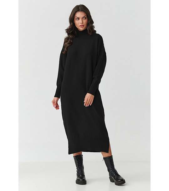 Черна плетена миди рокля снимка