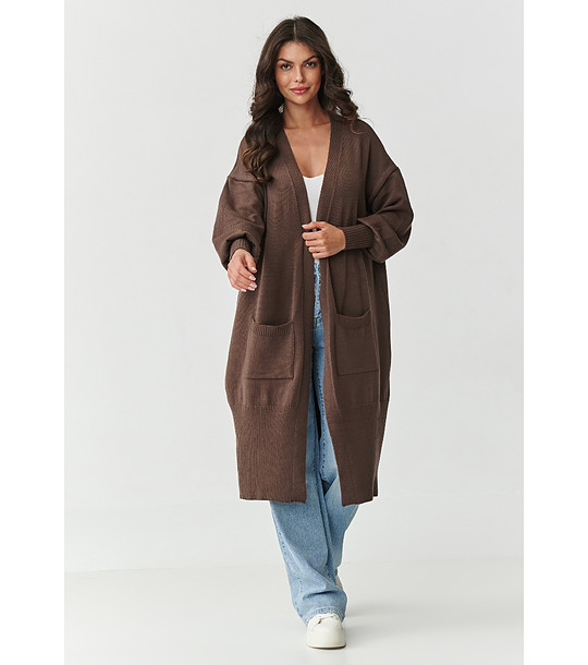 Дамска кафява дълга жилетка  снимка