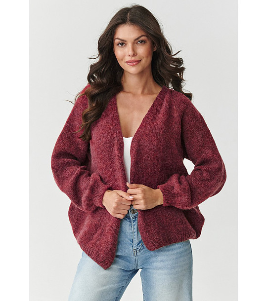 Дамска жилетка в цвят бордо с обемни ръкави снимка