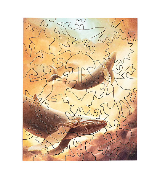 Дървен пъзел  40 части - Летящи китове снимка