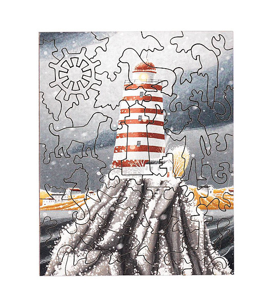Дървен пъзел  40 части - Морски фар снимка