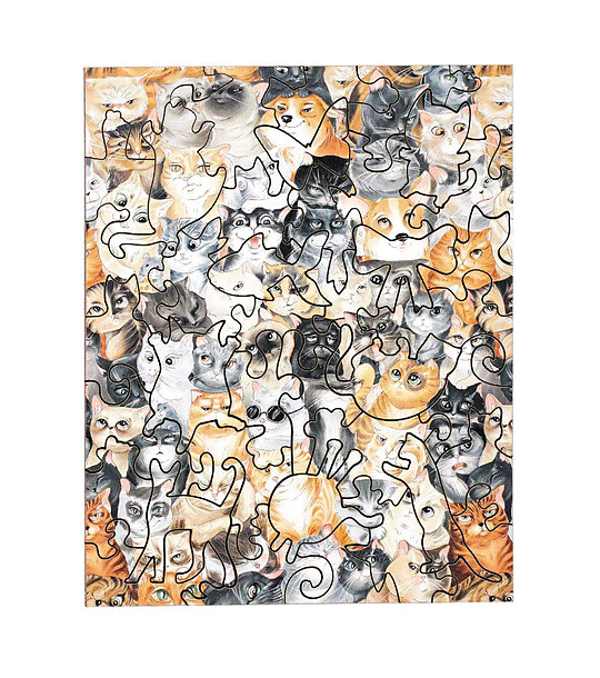 Дървен пъзел 40 части - Котки снимка