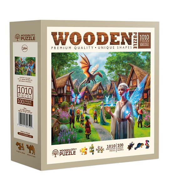Дървен пъзел  1010 части - Приказно селце снимка