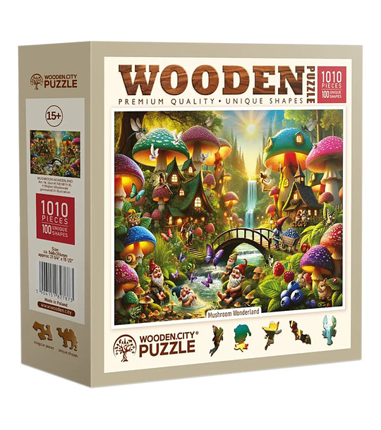 Дървен пъзел 1010 части - Вълшебната страна на гъбите снимка